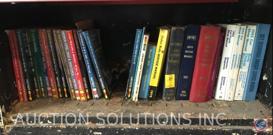 Contents of shelf to include; assorted auto repair books
