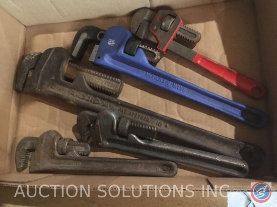 (5) assorted pipe wrenches