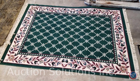 85'6"x59'0" Green and cream floral Area Rug