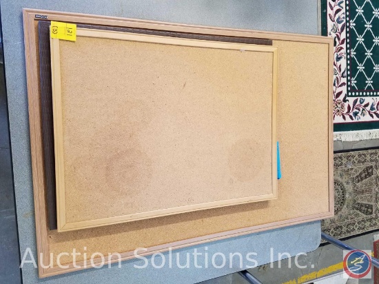 (3) Cork Boards 24x18 in. 24x18 in. and 24x36 in. and a box of assorted binders