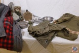 WWII era canteens, insulated jackets, flashlight and more