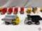 (13)Die cast cars: HOT WHEELS red peterbuilt dump truck, NEWRAY semi yellow trailer CT construction,