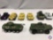 (10) Die cast cars: MAJORETTE army camouflage camo 6wheeler, HOT WHEELS night force tank purple and