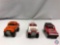(3) Die cast cars: MAISTO red samurai suzuki, HOT WHEELS white dirty dog suzuki, HOT WHEELS tiger