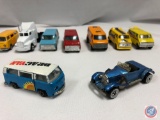 Die cast cars: HOT WHEELS rolls royce Larry wood No. 3290, TOMICA vw microbus No. f29, MATCHBOX