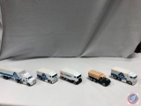 (5)Die cast cars: MATCHBOX Albertsons Ford aeromax w/ articulated trailer, (2)HOT WHEELS hiway