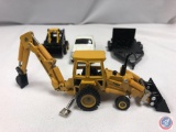 (4) Die cast cars: ERTL tractor Ford pickup Truck new holland w/ attached,ERTL 4wheel flatbed, ERTL