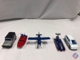 (5) Die cast cars: MATCHBOX nissan prairie aqua, MATCHBOX Mercedes-benz 280 GE Grey and silver,