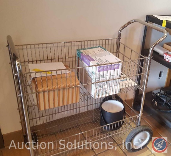 Chrome Wire Mail Cart w/ Bottom Shelf (CONTENTS NOT INCLUDED)