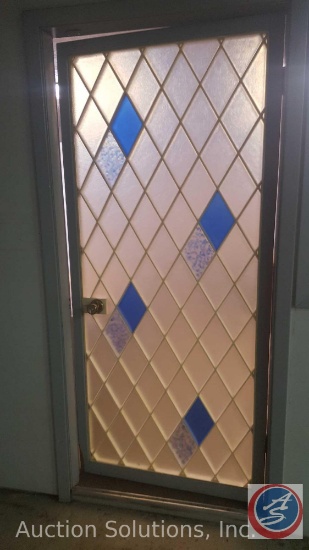Unusual Blue Diamond Design ''Stained Glass'' Interior Door w/ Opaque Plexiglass Insert