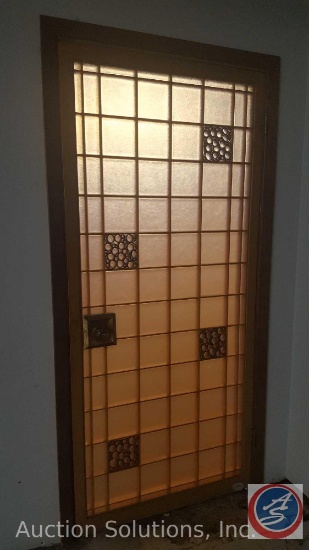 Unusual Red Square Design ''Stained Glass'' Interior Door w/ Opaque Plexiglass Insert