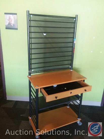 Haworth Wood and Metal Desk w/ Drawer and Adjustable Shelf on Wheels (30 x 15 x 67)