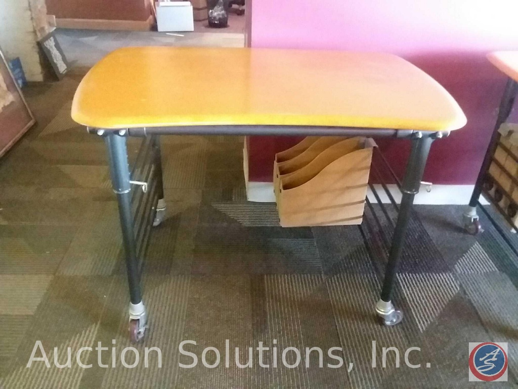 Haworth Height Adjustable Contemporary Wood And Metal Desk On