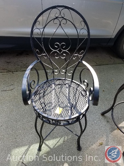 Decorative wrought iron outdoor bistro chair