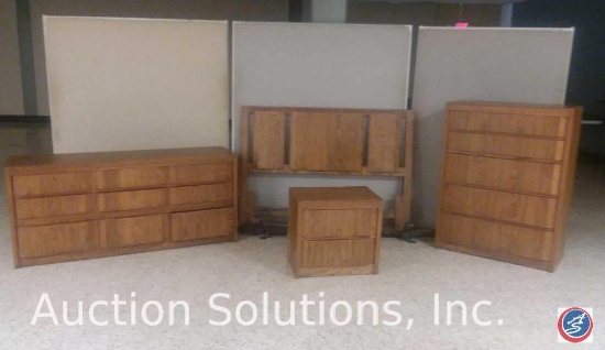 4-Pc. Thomasville Furniture Bedroom Set: 9-Drawer Wooden Vanity Dresser (66x18x30in.), 5-Drawer