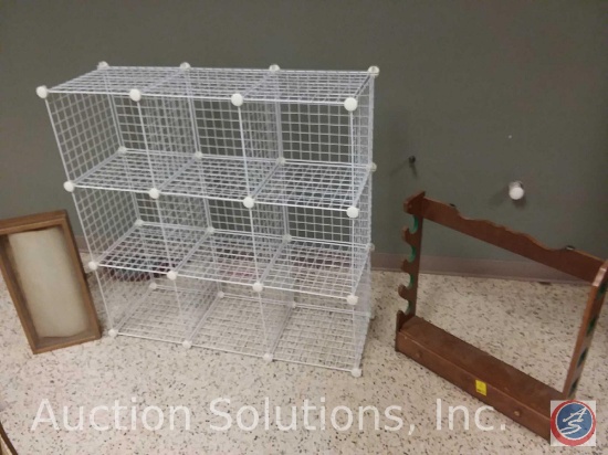 4-Tiered Gun Display Rack, Display Case (Painted Wood and Glass), Collapsible Meal Shelving Unit