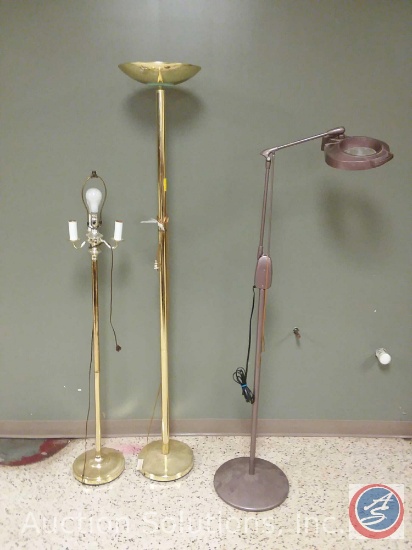 [3] Floor Lamps: 4-Arm (No Shade); Ceiling Up Lighting; Magnification Examining Light