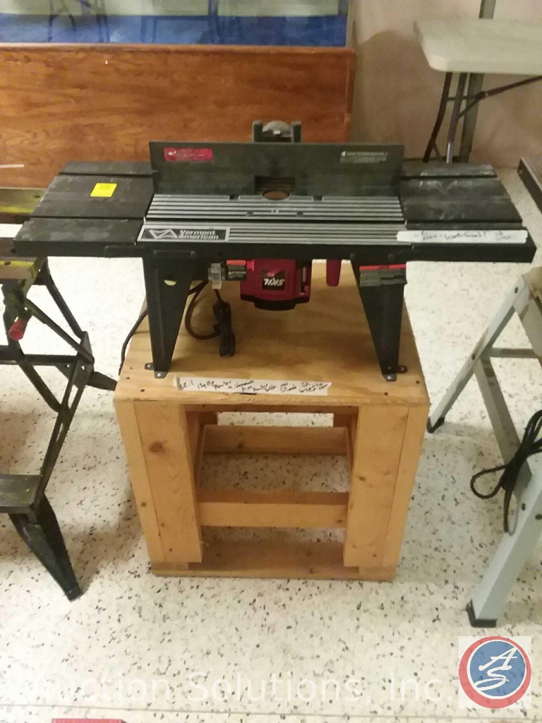 Vermont American Deluxe Router Table 23462 on Wooden Stand | Estate &  Personal Property Personal Property | Online Auctions | Proxibid