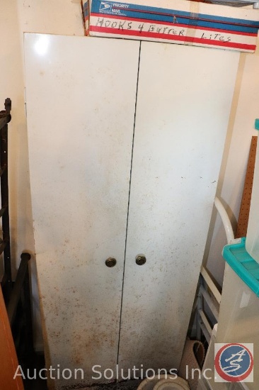 [2] Small, White 2-Door Metal Shop Cabinets {SOLD 2x THE MONEY}