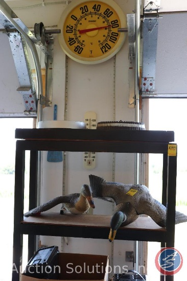 5-Shelf Plastic Storage Unit (Contents NOTIncluded); [2] Wall Clocks; and [2] Wall Thermometers