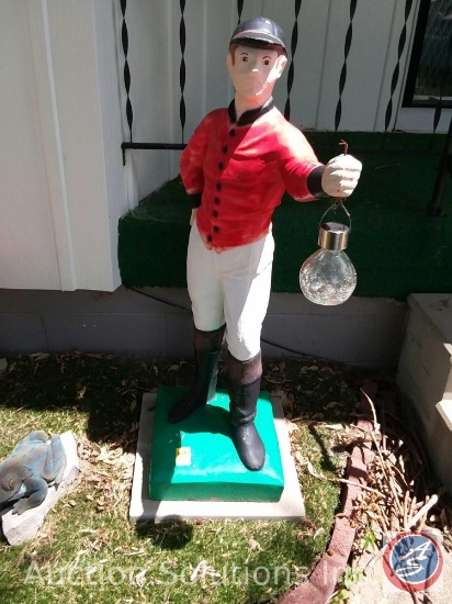 Cement Lawn Jockey w/ Solar Light