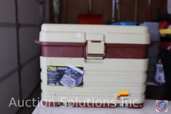 Plano 758 4-Drawer Tackle Box w/ Spinner Bait, Weights, Hooks, Bobbers, Leads