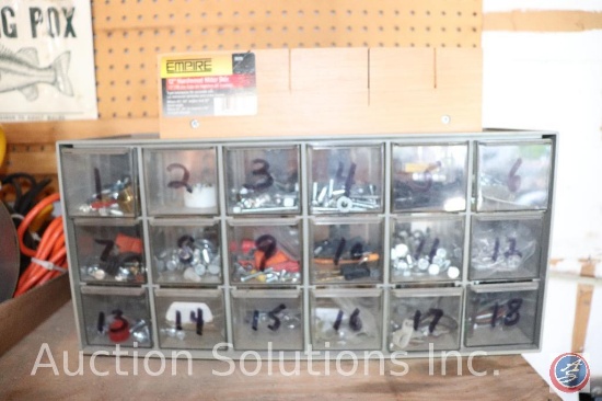 18-Drawer Hardware Sorter w/ Contents; 12'' Hardwood Miter Box