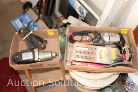 Sears Craftsman Electric Impact Wrench; Chicago Electric Battery Tester; and a 1/4 in. Electric