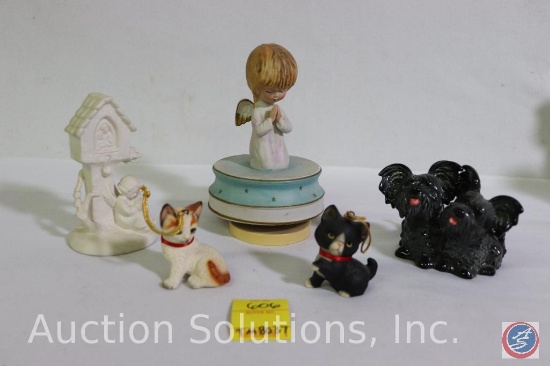 Goebel W Germany, set of 5, 2 cats, puppies, 2 angels.