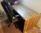 Wood desk (49x27x28), executive swivel office chair on wheels