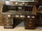10 drawer lighted Ethan Allen wood roll top desk with key (53x54x24), Ethan Allen wood swivel office