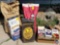 (2) bags of charcoal (NEW), (2) bags of charcoal (opened), box of wood chips, (3) full cans of