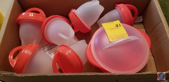 (6) eggletts and egglett storage container with instructions
