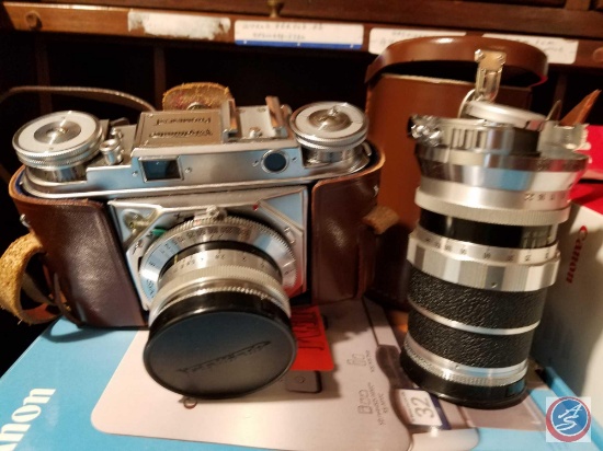 Vintage Voig Hander Prominent camera with extra lens, flash, Guardian Exposure Meter, Lens Hood,