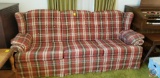 Ethan Allen traditional classic plaid patterned couch (89