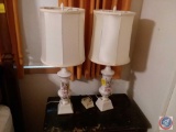 (2) matching floral table lamps with shades, Intermatic time all light timer