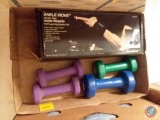 5lb/3lb/(2)2lb hand weights, (2) 10lb ankle weights in box