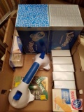 Kleenex and soap (new in box), Carex suction shower handle and more