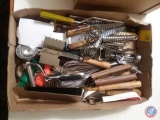 Box containing; assorted kitchen tools and napkin holders