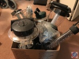 Box containing assorted flashlights and lanterns