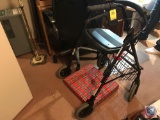 NOVA brand walker with wheels and seat, includes basket and cushion