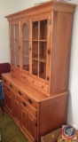 2 piece wood dining hutch with glass doors (55