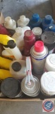 (3) boxes containing enamel sprays, Heet, Armorall, assorted car/RV cleaners, transmission fluid,