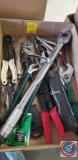 (2) flats containing assorted hand tools including; Torch wrench, adjustable pliers, Hollow screw