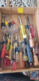 Flat of assorted screw drivers
