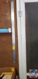 Metal yard stick, T-square, scraper, wood level
