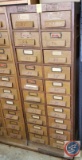 Vintage wood 20 drawer card catalog cabinet- (52.5