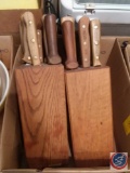 (2) sets of Chicago Cutlery knives in wooden knife blocks