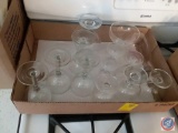 Flat containing; assorted glass stemware and more