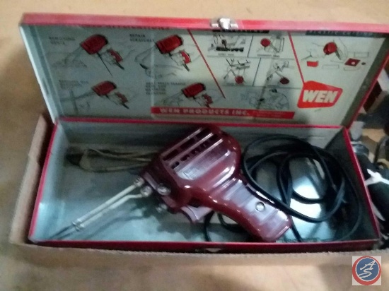 Wen soldering gun in case, Metex 3600 digital multi-meter